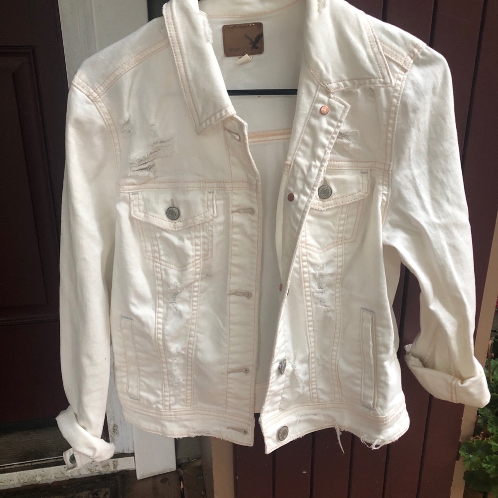 American Eagle White Jean Jacket